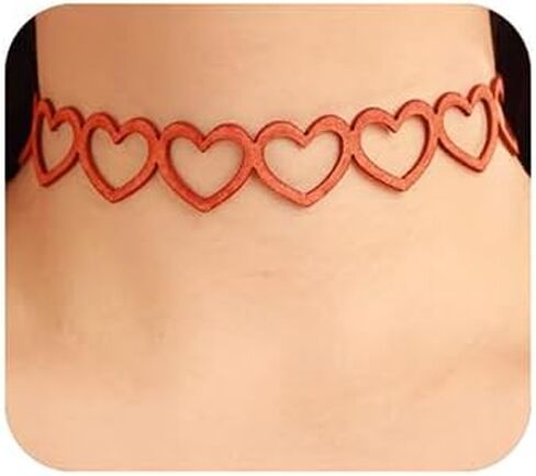 Hollow Heart Choker Necklace Sexy Thin Short Love Necklace Adjustable Soft Collar Necklace Accessories in Saudi Arabia
