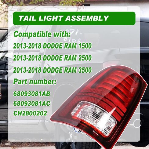 LED Tail Lights Compatible With 2013-2018 Dodge Ram 1500 2500 3500 Driver and Passenger Side Taillights Replace 68093081AB, 68093081AC, CH2800202 in Saudi Arabia
