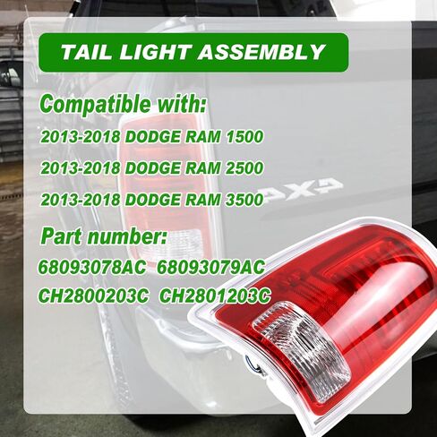 LED Tail Lights Compatible With 2013-2018 Dodge Ram 1500 2500 3500 Driver and Passenger Side Taillights Replace 68093081AB, 68093081AC, CH2800202 in Saudi Arabia