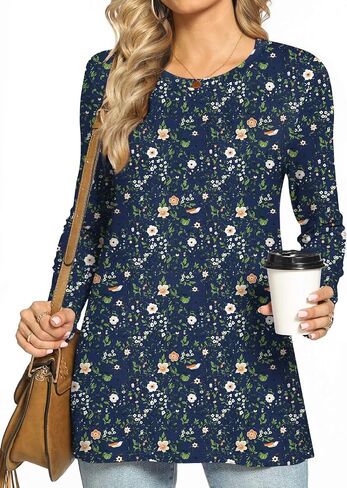 HOTGIFT Women's 2025 Fall Winter T-Shirts Casual Long Sleeve Crewneck Tunic Tops Loose Comfy Blouse in Saudi Arabia