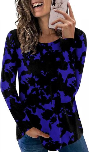 HOTGIFT Women's 2025 Fall Winter T-Shirts Casual Long Sleeve Crewneck Tunic Tops Loose Comfy Blouse in Saudi Arabia