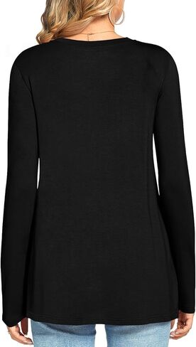 HOTGIFT Women's 2025 Fall Winter T-Shirts Casual Long Sleeve Crewneck Tunic Tops Loose Comfy Blouse in Kuwait