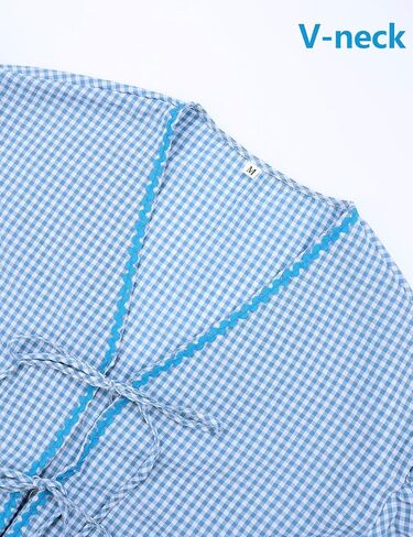 Gihuo المرأة Y2k التعادل الجبهة بيبي دول بلايز نفخة كم طويل منقوشة الخامس الرقبة بلوزة اللون كتلة قمصان لطيف مع جيوب in Kuwait