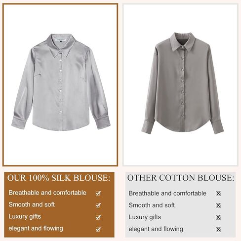 COLD POSH Silk Blouses for Women Elegant Tops Summer Spring Shirts Mulberry Silk Button Down Shirt in Kuwait