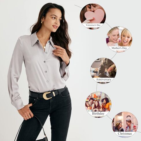 COLD POSH Silk Blouses for Women Elegant Tops Summer Spring Shirts Mulberry Silk Button Down Shirt in Kuwait