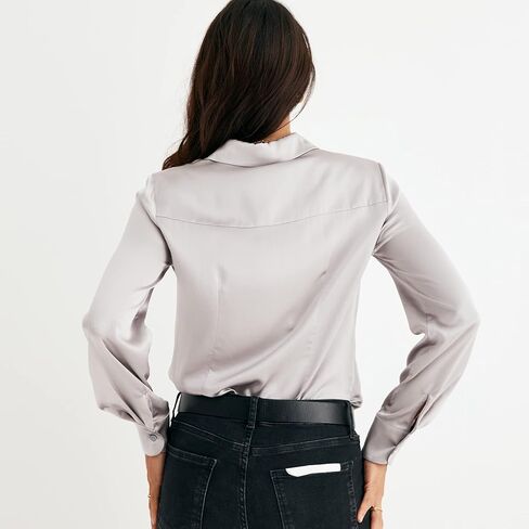 COLD POSH Silk Blouses for Women Elegant Tops Summer Spring Shirts Mulberry Silk Button Down Shirt in Kuwait