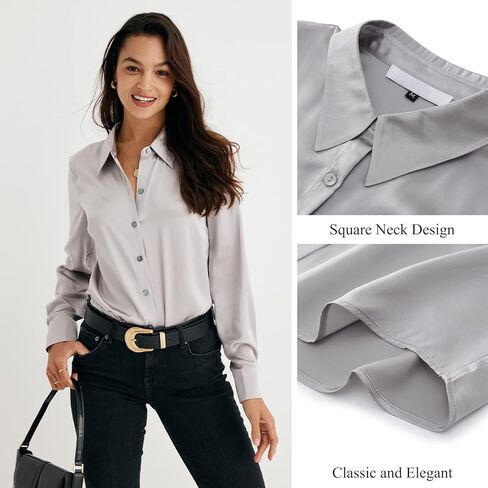 COLD POSH Silk Blouses for Women Elegant Tops Summer Spring Shirts Mulberry Silk Button Down Shirt in Kuwait