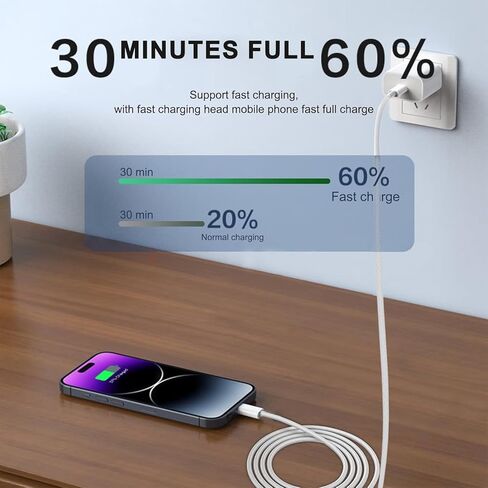 6FT 20W USB TYPE C Fast Charger for iPhone 16/iPhone 15, iPad Pro 13/12.9/11 inch, iPad Air 13/11 5/4th Generation,iPad 10th Tablet A2696 USB C Charger Charging Cord Macbook USB C to USB C Woven Cable in Saudi Arabia