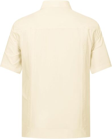 قمصان MAXJON الرجالية Guayabera قمصان كاجوال بأكمام قصيرة مع أربعة جيوب، قمصان صيفية للشاطئ in Kuwait