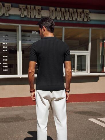 PJ PAUL JONES Mens Knit Polo Shirt Short Sleeve Textured Polo Shirts Casual Summer Collared Polo T Shirt in Kuwait