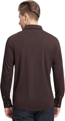 Men's Long and Short Sleeve Button Down Shirt Lightweight Plain Fitted Shirt Mercerized Cotton Blend Comfort Shirt in Saudi Arabia