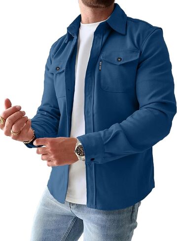 Comdecevis Mens Casual Button Down Shirts Long Sleeve Wrinkle-Free Lightweight Shirts with Flap Pockets in Saudi Arabia