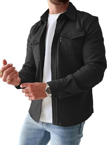 Comdecevis Mens Casual Button Down Shirts Long Sleeve Wrinkle-Free Lightweight Shirts with Flap Pockets in Saudi Arabia
