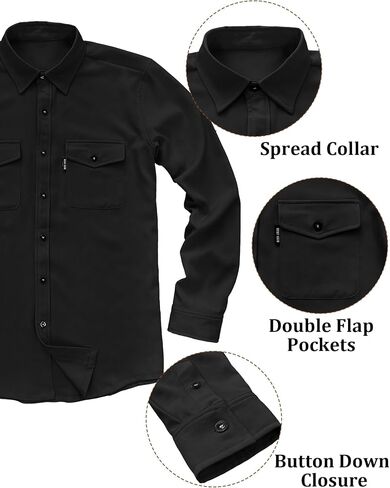 Comdecevis Mens Casual Button Down Shirts Long Sleeve Wrinkle-Free Lightweight Shirts with Flap Pockets in Saudi Arabia