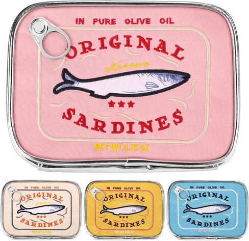 Canned Sardines Makeup Bag,Eye-catching Cute Clutch bag Makeup Case Cosmetic Bag Portable Snack Pouch bag Travel Toiletry Bags For Women Organizer Bag polyester fabric Waterproof in Saudi Arabia
