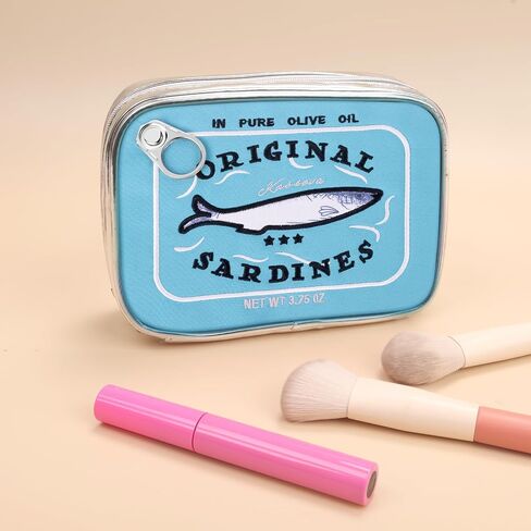 Canned Sardines Makeup Bag,Eye-catching Cute Clutch bag Makeup Case Cosmetic Bag Portable Snack Pouch bag Travel Toiletry Bags For Women Organizer Bag polyester fabric Waterproof in Saudi Arabia