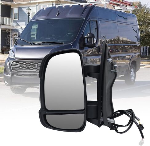 Left Driver Side Mirror Compatible with 2014-2024 Ram Promaster 1500/2500/3500,Mirrors with Heated,Power Glass,Turn Signals Light,Temperature Sensor,Replaces# 5VE99JXWAD(Short Arm)8+2Pins in Saudi Arabia