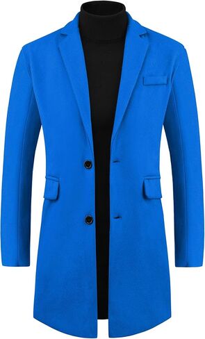 Lars Amadeus Winter Coat for Men's Notched Collar Single Breasted Long Trench Coats in Kuwait