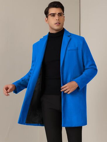 Lars Amadeus Winter Coat for Men's Notched Collar Single Breasted Long Trench Coats in Kuwait