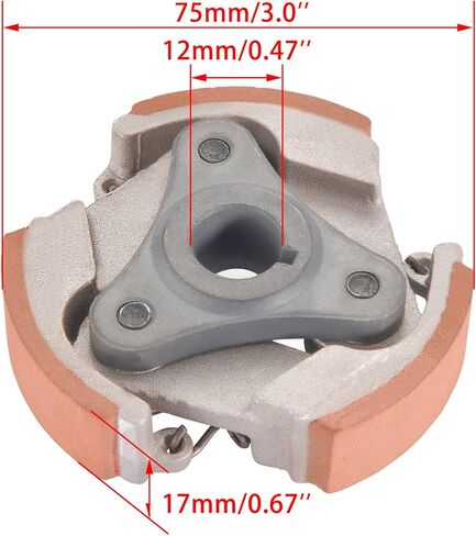WOOSTAR Motorcycle Heavy Duty Clutch Pad with 3 Springs Replacement for 2 Stroke 47cc 49cc Mini Quad Dirt Pit Bike Pocket Bike ATV 4 Wheeler Scooter in Saudi Arabia