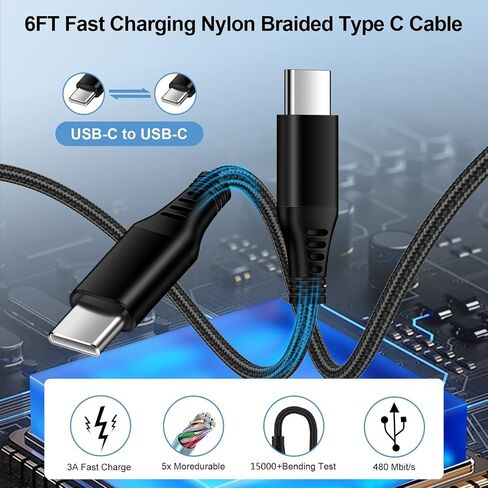 30W Super Fast USB C Wall Charger for Samsung Galaxy S24 FE Ultra A16 A15 A35 A14 A54 S23 S22 S21 Z Fold 6, Dual Port Charging Block Type C Plug Adapter 6FT USB C Cable for iPhone 16 15, Pixel 9 Pro in Saudi Arabia