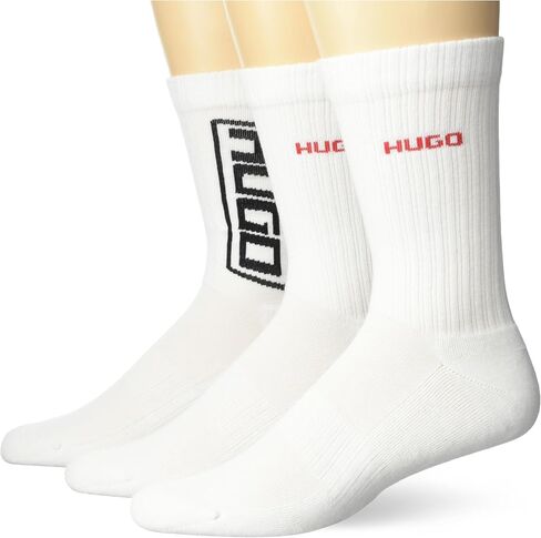 HUGO Men's Three Pack Branded Ribbed Socks in Saudi Arabia
