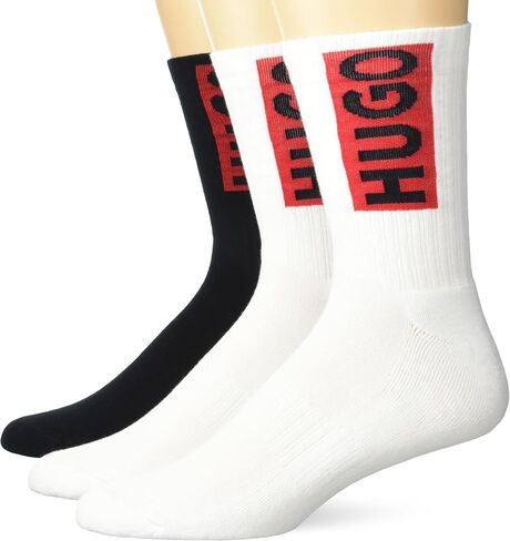 HUGO Men's Three Pack Branded Ribbed Socks in Saudi Arabia