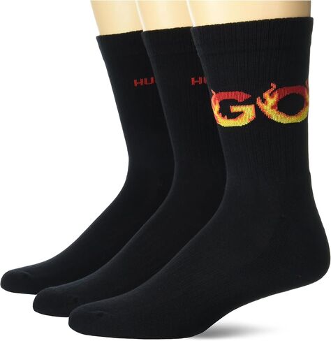 HUGO Men's Three Pack Branded Ribbed Socks in Saudi Arabia