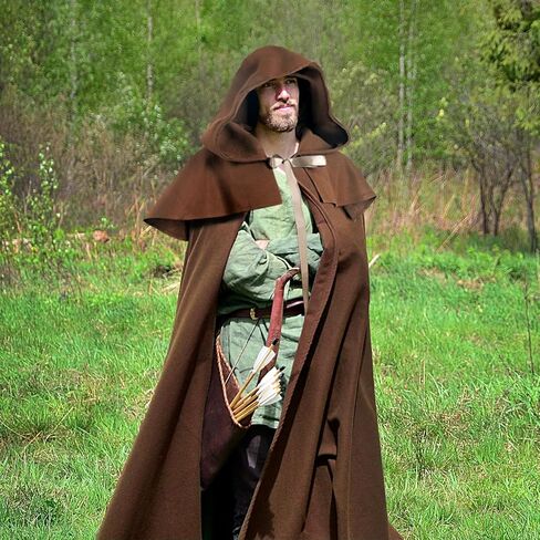 Renaissance Hooded Cape Witch Cloak with Hood Medieval Halloween Costume in Kuwait