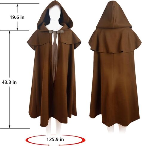 Renaissance Hooded Cape Witch Cloak with Hood Medieval Halloween Costume in Kuwait