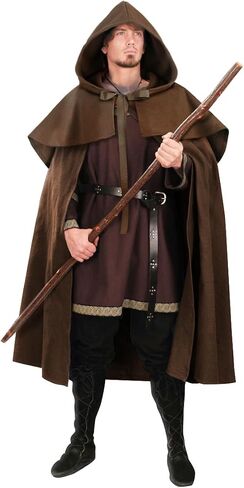 Renaissance Hooded Cape Witch Cloak with Hood Medieval Halloween Costume in Kuwait