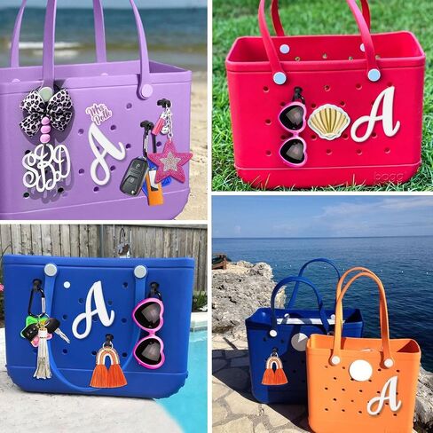 Letter Charms for Bogg Bag, Key Holder for Bogg Bag, Alphabet Lettering Accessories Letter Handbag Beach Tote Bag in Kuwait