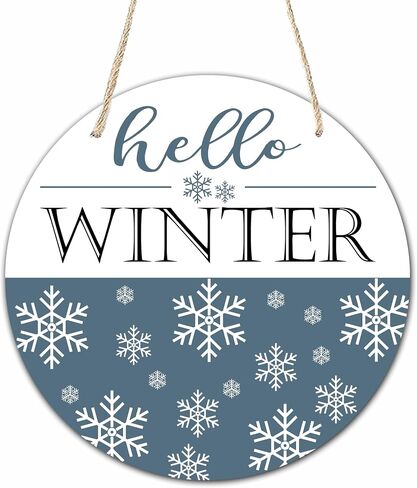 10" Welcome Wooden Sign with Rope - Hello Winter Round Hanging Wooden Plaque - Outdoor Front Door Wall Farmhouse Decoration for Home - Modern Artistic Housewarming Gift (Tree) - A19 in Kuwait