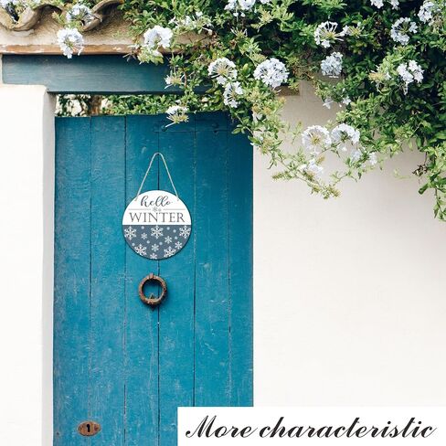10" Welcome Wooden Sign with Rope - Hello Winter Round Hanging Wooden Plaque - Outdoor Front Door Wall Farmhouse Decoration for Home - Modern Artistic Housewarming Gift (Tree) - A19 in Kuwait