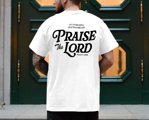 Christian Shirts for Men : Let Every Breath Praise The Lord Shirts Bible Verse Tshirt Faith Jesus Unisex Tops in Saudi Arabia