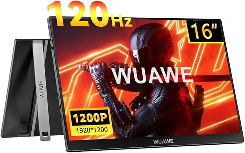 16" 1200P 120Hz Portable Monitor, 100% sRGB Portable Gaming Monitor with Built-in Stand, HDR and Freensync, External USB C Monitor for Laptop, PC, Phone, Switch, Xbox and PS5(Blue) in Saudi Arabia