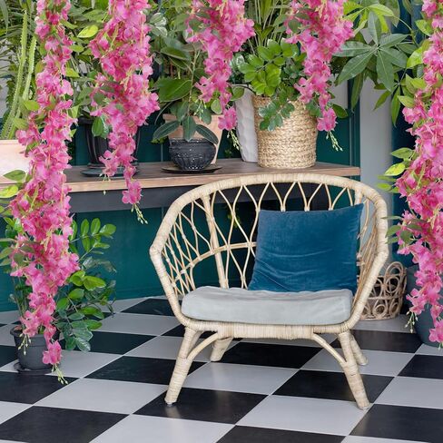 2 Pcs Artificial Flowers Garland Flower Garland Decorations Wisteria Garland Purple Flower Wisteria Hanging Artificial Flowers Flower Wall Wedding Arch Decoration Hanging Flowers in Kuwait