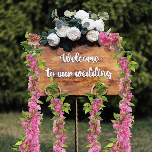 2 Pcs Artificial Flowers Garland Flower Garland Decorations Wisteria Garland Purple Flower Wisteria Hanging Artificial Flowers Flower Wall Wedding Arch Decoration Hanging Flowers in Kuwait