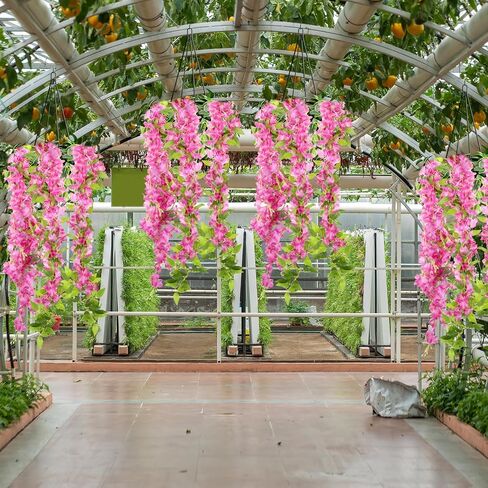 2 Pcs Artificial Flowers Garland Flower Garland Decorations Wisteria Garland Purple Flower Wisteria Hanging Artificial Flowers Flower Wall Wedding Arch Decoration Hanging Flowers in Kuwait