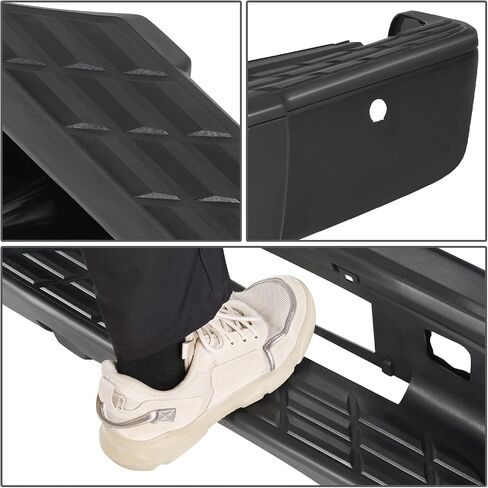 DNA MOTORING STEPBUM-10038 Rear Step Bumper w/Parking Sensor Holes Compatible with 07-13 Silverado 1500 / Sierra 1500, Chrome/Black in Saudi Arabia