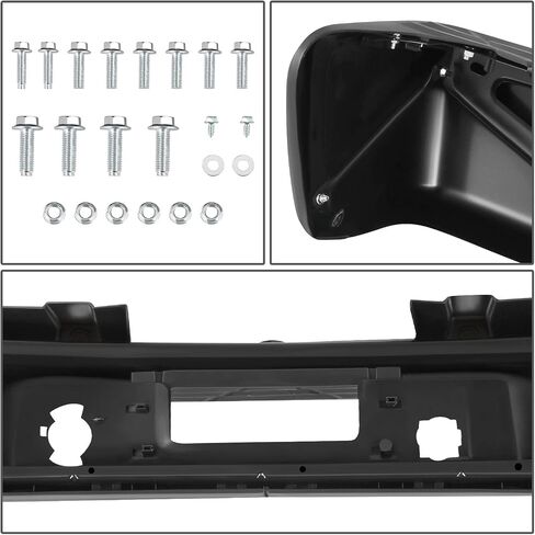 DNA MOTORING STEPBUM-10038 Rear Step Bumper w/Parking Sensor Holes Compatible with 07-13 Silverado 1500 / Sierra 1500, Chrome/Black in Saudi Arabia