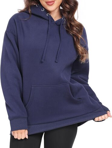 سترات نسائية كبيرة الحجم بغطاء للرأس من الصوف وأكمام طويلة ملابس شتوية غير رسمية وسترات صوفية خريفية in Kuwait