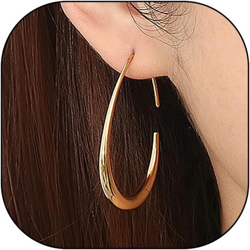 Gold Oval Hoop Earrings for Women Lover,Silver Geometry Water Drop Dangle Earrings Statement Teardrop Earrings Lightweight Jewelry Gifts in Kuwait