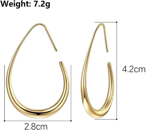Gold Oval Hoop Earrings for Women Lover,Silver Geometry Water Drop Dangle Earrings Statement Teardrop Earrings Lightweight Jewelry Gifts in Kuwait