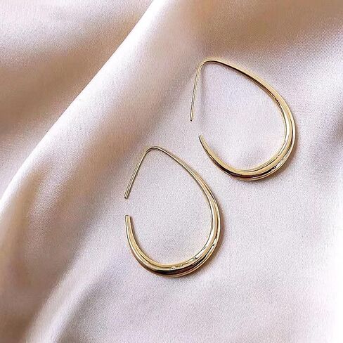 Gold Oval Hoop Earrings for Women Lover,Silver Geometry Water Drop Dangle Earrings Statement Teardrop Earrings Lightweight Jewelry Gifts in Kuwait