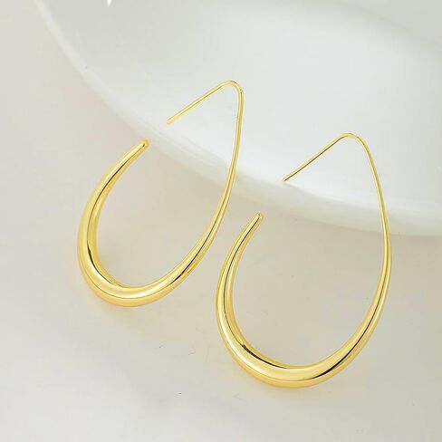 Gold Oval Hoop Earrings for Women Lover,Silver Geometry Water Drop Dangle Earrings Statement Teardrop Earrings Lightweight Jewelry Gifts in Kuwait
