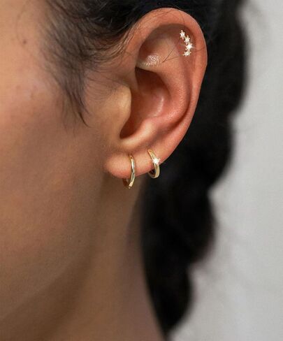 Gold Earrings for Women Trendy 3Pairs Gold Hoop Earrings 14K Gold Plated Huggie Hoop 925 Sterling Silver Post Earrings for Women Dainty Gold Dangle Chunky Small Hoop Stud Earrings Cartilage Earring Stacks Gold Jewelry for Women Gifts in Saudi Arabia