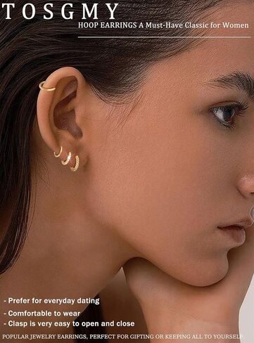 Gold Earrings for Women Trendy 3Pairs Gold Hoop Earrings 14K Gold Plated Huggie Hoop 925 Sterling Silver Post Earrings for Women Dainty Gold Dangle Chunky Small Hoop Stud Earrings Cartilage Earring Stacks Gold Jewelry for Women Gifts in Saudi Arabia