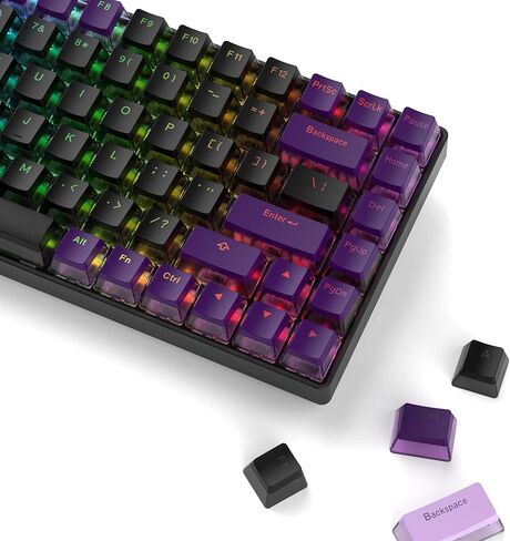 Womier Pudding Keycaps - PBT Shine Through Keycaps, 165 Keys Keycaps Set, Custom Keycaps for 61/68/84/87/82/100 Cherry Gateron MX Switches Mechanical Keyboard, Black in Saudi Arabia