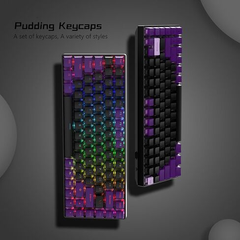 Womier Pudding Keycaps - PBT Shine Through Keycaps, 165 Keys Keycaps Set, Custom Keycaps for 61/68/84/87/82/100 Cherry Gateron MX Switches Mechanical Keyboard, Black in Saudi Arabia